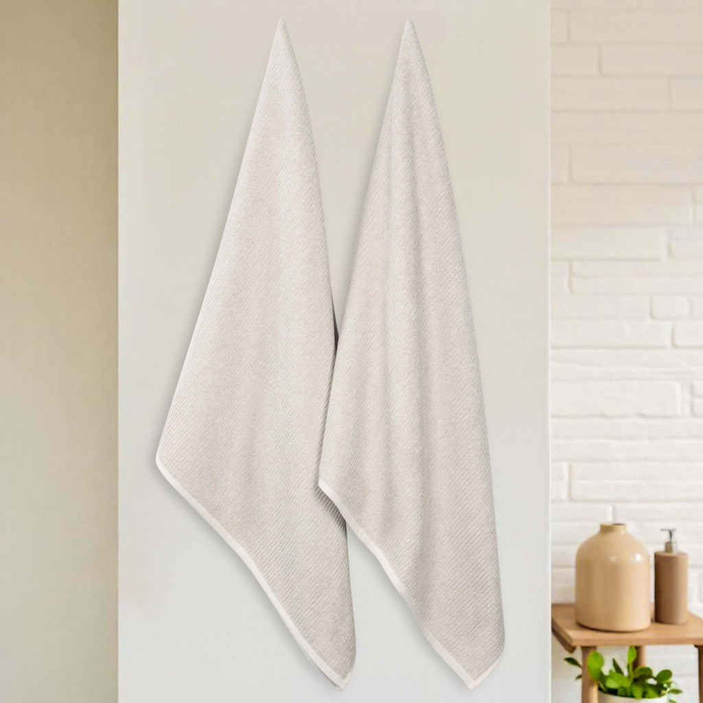 Destin Viscose Cotton Blend Medium Weight Textured Ribbed Bath Sheets (Set of 2)