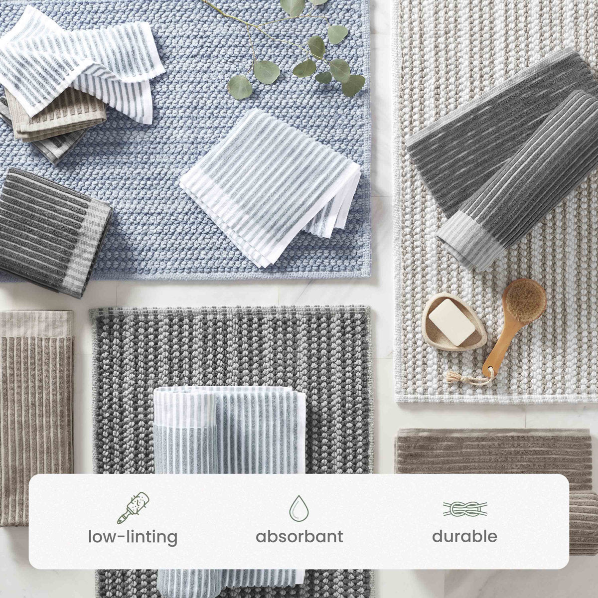 Martex Restore Contrast Stripe 100% Cotton Reversible Bath Rug