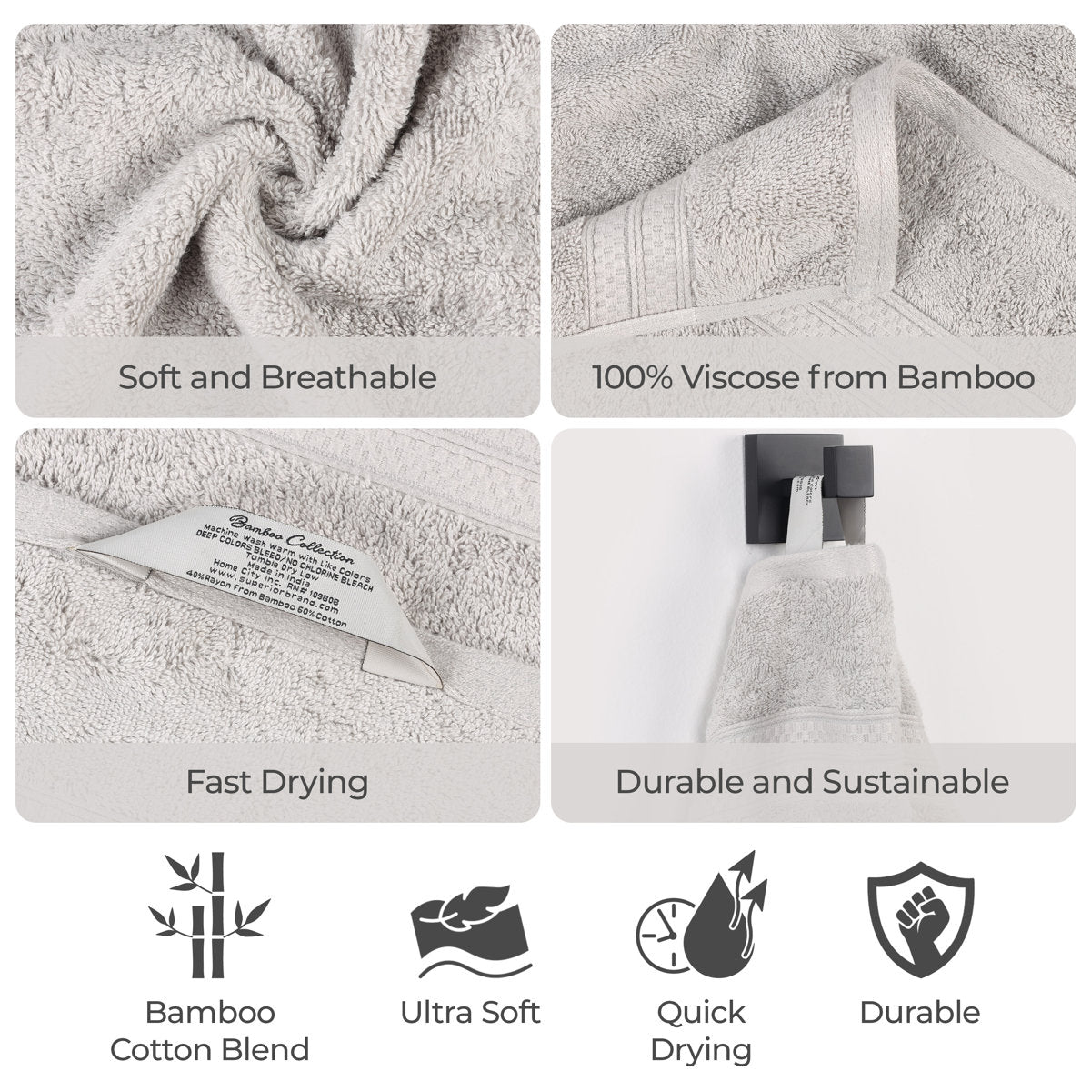 Nolhan Rayon from Bamboo Cotton Blend Bath Towels (Set of 2)