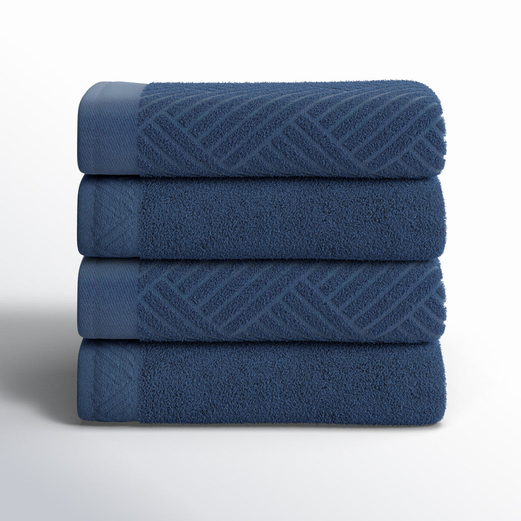 Osterley Egyptian-Like Cotton Medium Weight Textured Soft Absorbent Jacquard And Solid Bath Towels (Set Of 4) (Set of 4)