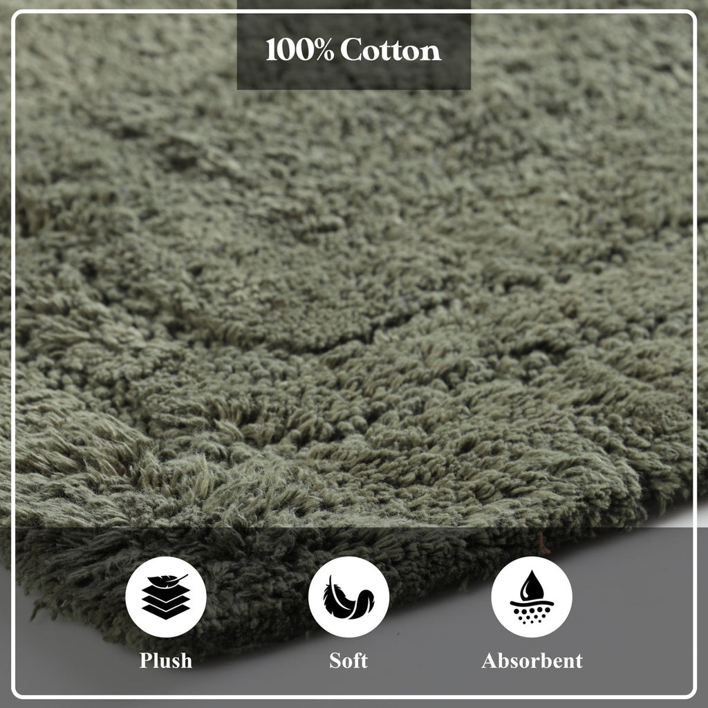 Sandcliff Cotton Non-Skid Machine Washable 2 Piece Bathroom Rug Set