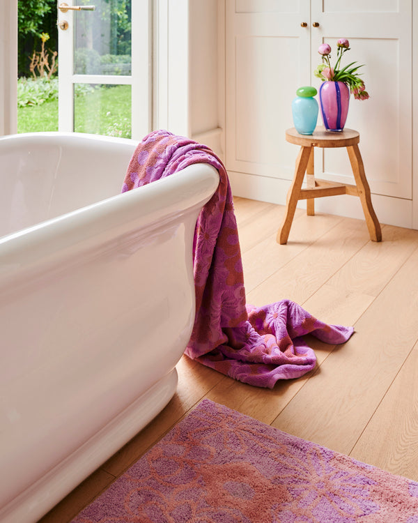 Peach Fleur Terry Bath Sheet / Beach Towel