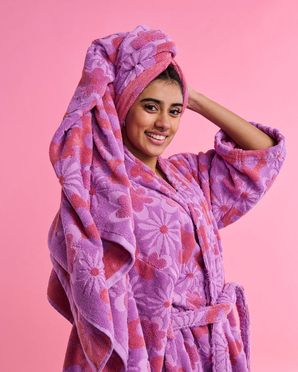 Peach Fleur Terry Bath Sheet / Beach Towel