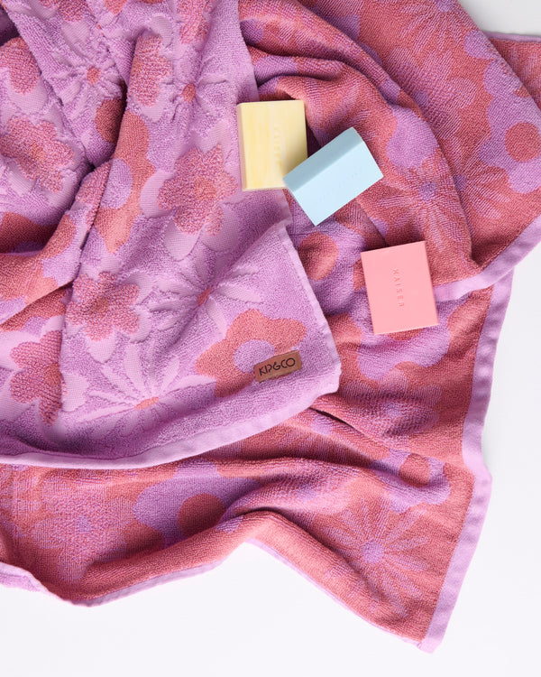 Peach Fleur Terry Bath Sheet / Beach Towel
